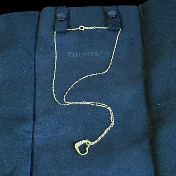 Tiffany and Co Elsa Peretti 16 in Necklace w Open Heart Pendant 18k Yellow Gold - Picture 11 of 13